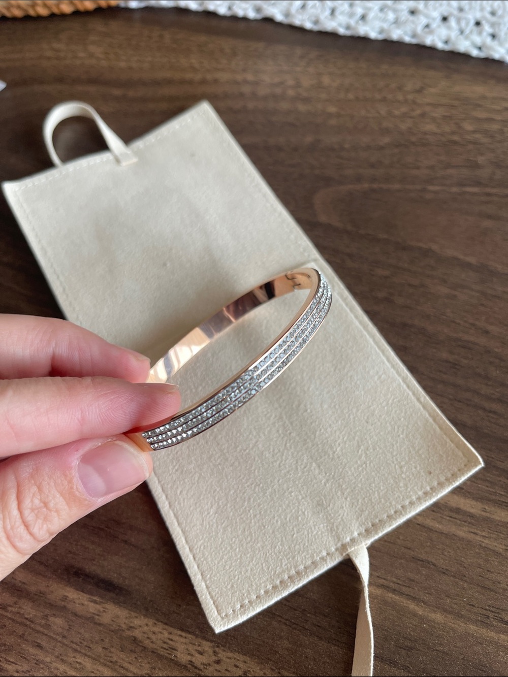 Rose-Gold Crystal-Trim Bangle Bracelet